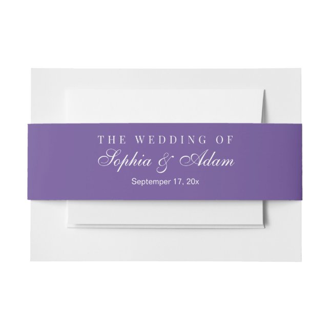 Lavender Golden Watercolor Floral  Invitation Belly Band (Front Example)
