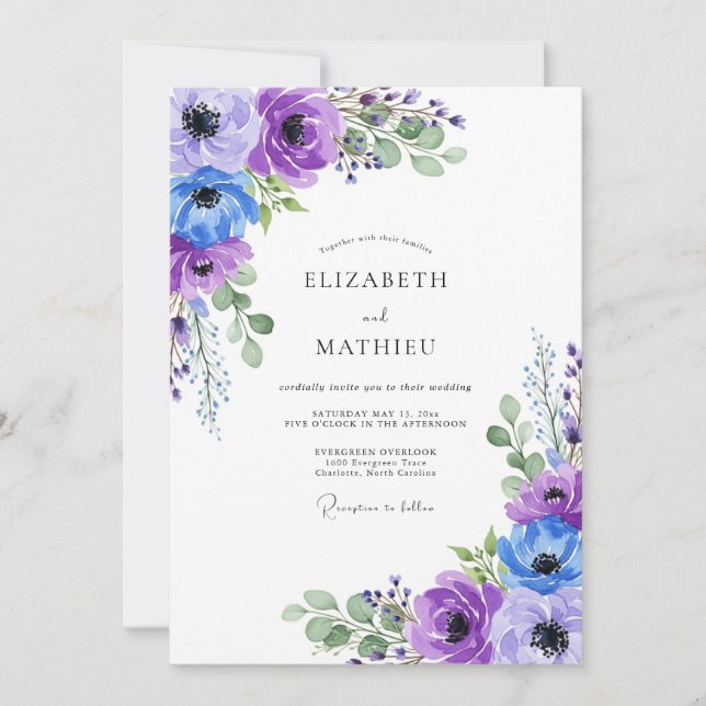 Lavender Graceful Spring Wedding Invitation (Front)