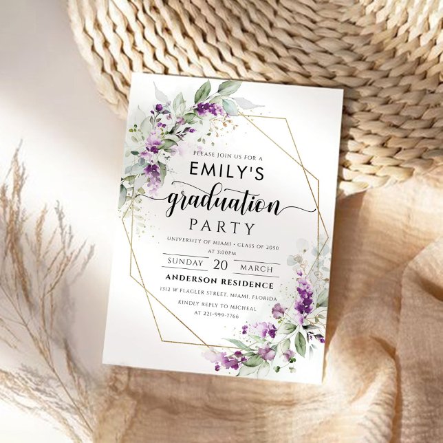 Lavender Graduation Party Invitation (Creator Uploaded)