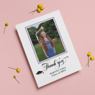 Lavender Graduation Thank You Photo Postcard