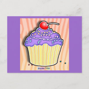 Lavender Grape Frosted CUPCAKE POSTCARD