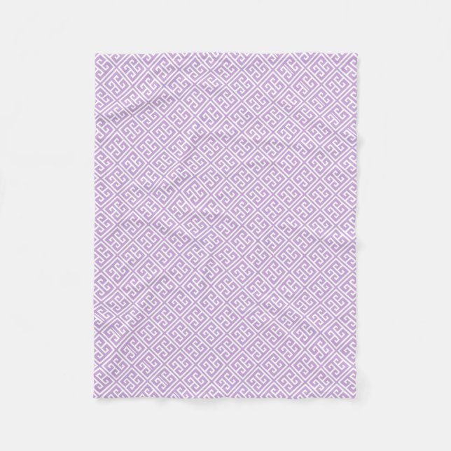 Lavender Greek Key Pattern Fleece Blanket (Front)