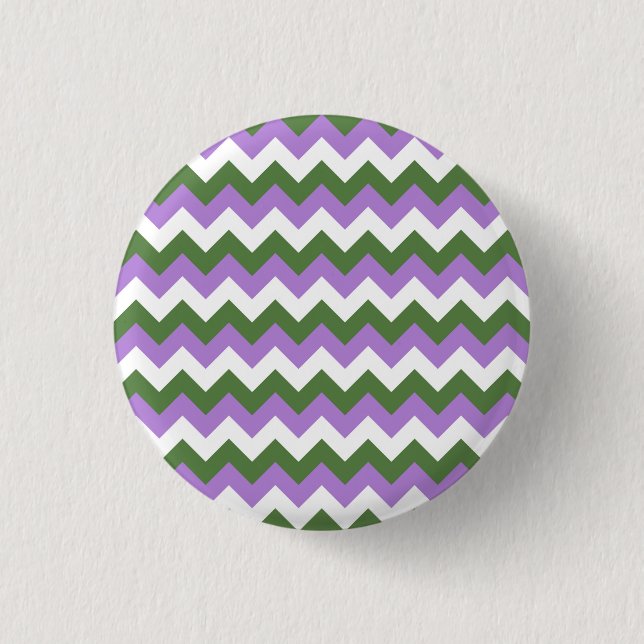 Lavender, Green and White Chevron Zigzag 3 Cm Round Badge (Front)
