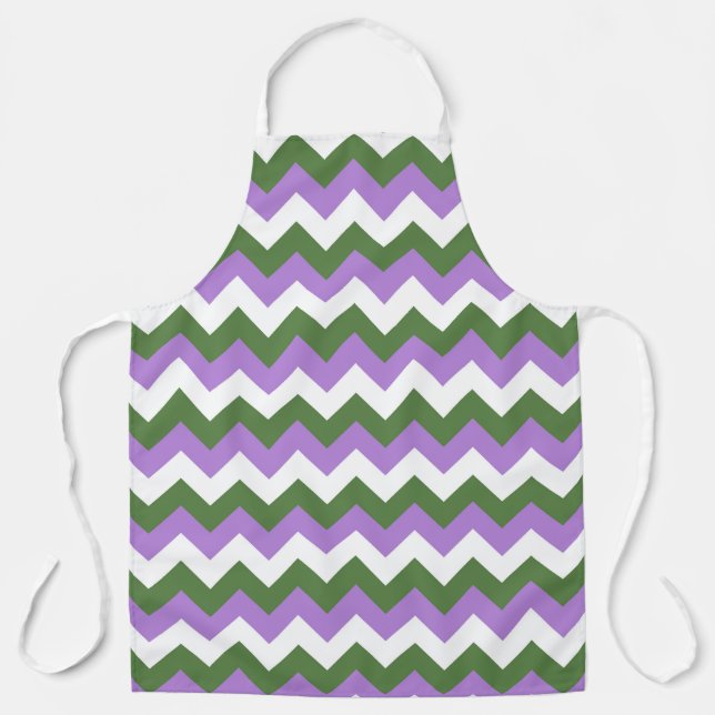 Lavender, Green and White Chevron Zigzag Apron (Front)