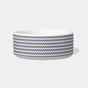 Lavender, Green and White Chevron Zigzag Bowl