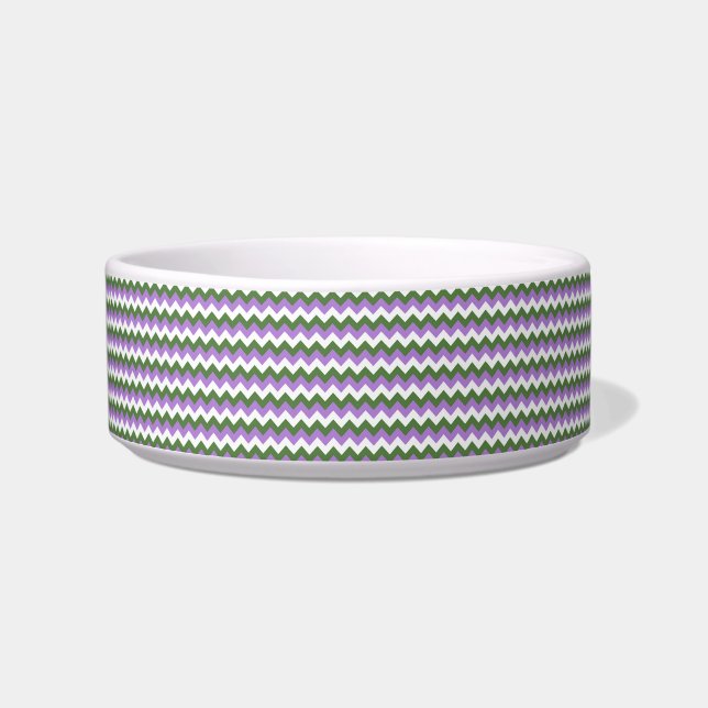 Lavender, Green and White Chevron Zigzag Bowl (Front)