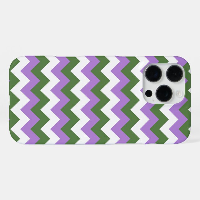 Lavender, Green and White Chevron Zigzag iPhone Case (Back Horizontal)