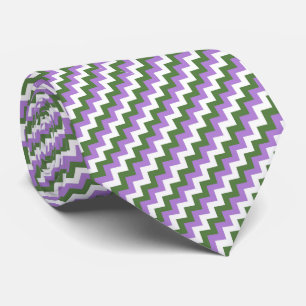 Lavender, Green and White Chevron Zigzag Tie