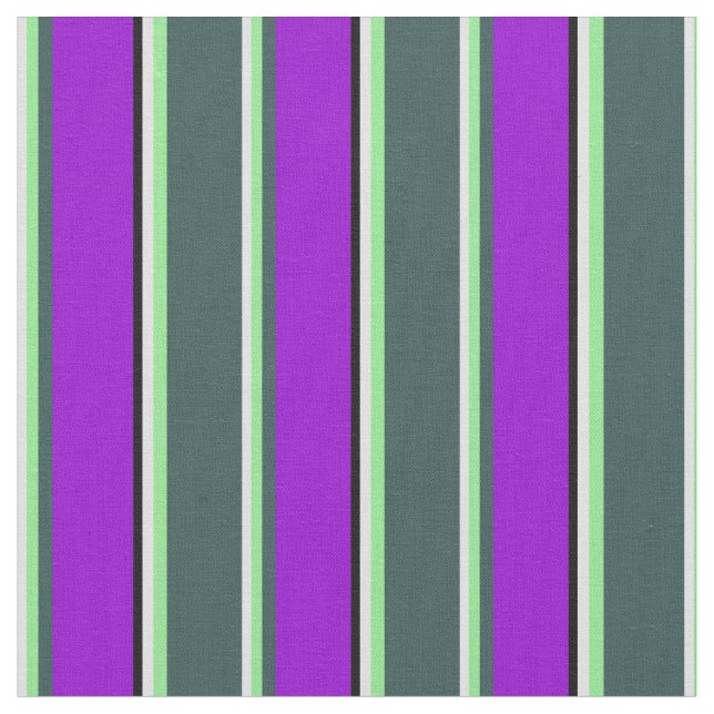 Lavender, Green, Dark Slate Grey, Violet & Black Fabric (Close Up)