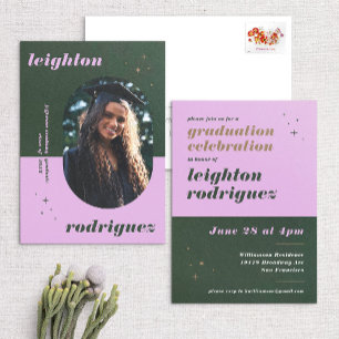 Lavender & Green Photo Grad Invite & Announcement