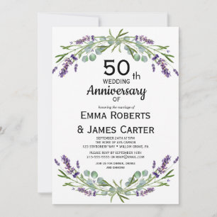Lavender Greenery 50th Anniversary  Invitation