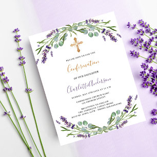 Lavender greenery budget Confirmation invitation