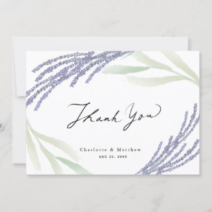 Lavender & Greenery Caligraphy Wedding Thank You Card