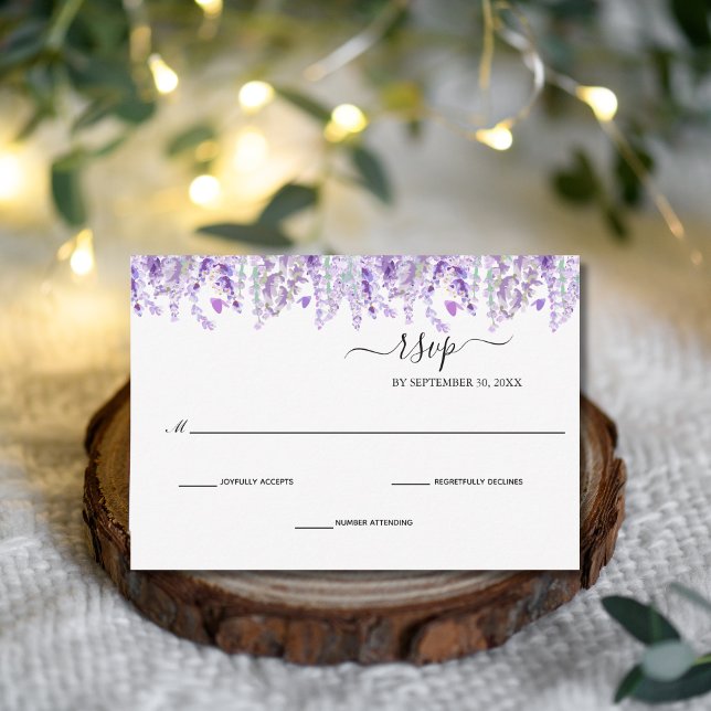 Lavender Greenery Floral Botanial Elegant Wedding RSVP Card (Lavender Floral Botanical Elegant Wedding RSVP card)