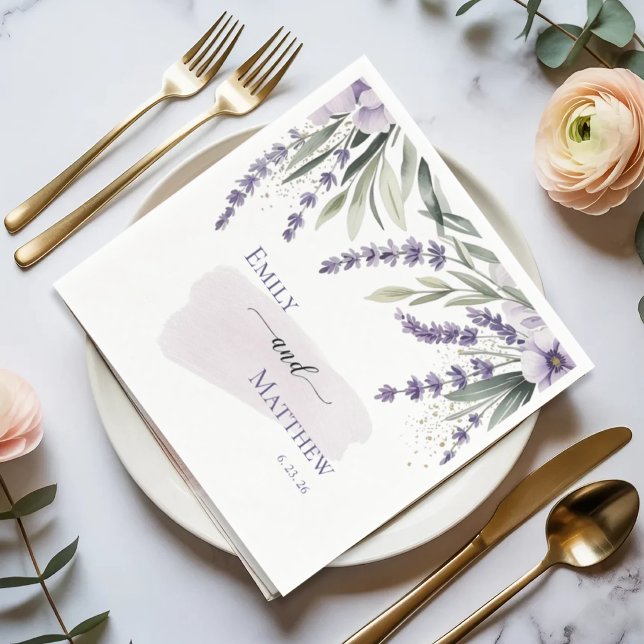 Lavender Greenery Floral Wedding Napkin (Creator Uploaded)