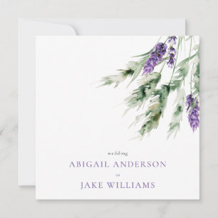 Lavender & Greenery Minimalist Square Wedding Invitation