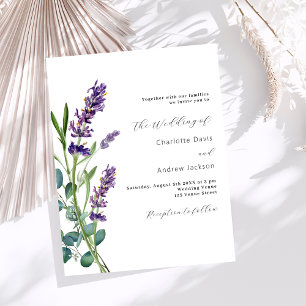 Lavender greenery purple budget wedding invitation