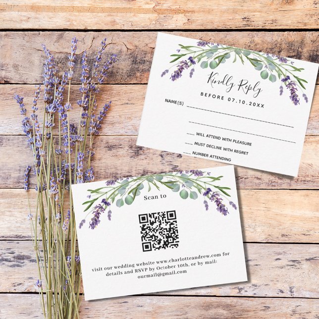 Lavender greenery QR code wedding response RSVP (Creator Uploaded)