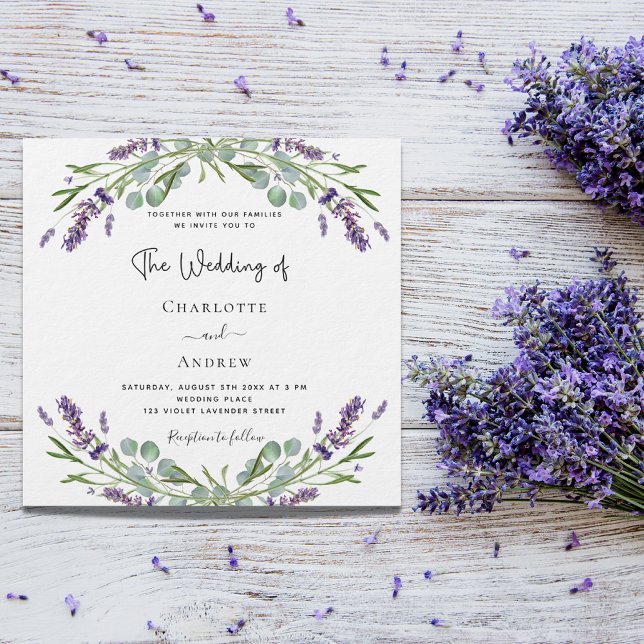 Lavender greenery violet florals elegant wedding  invitation (Creator Uploaded)
