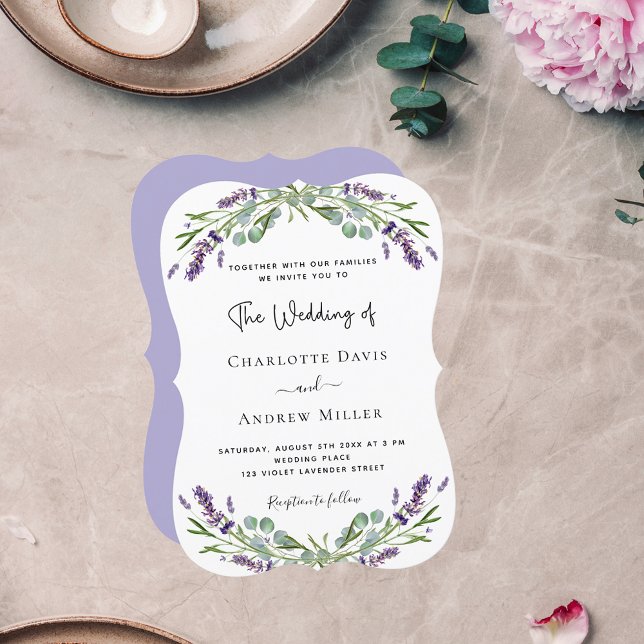 Lavender greenery violet florals wedding  invitation (Creator Uploaded)