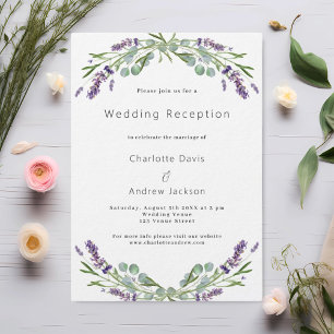 Lavender greenery violet luxury wedding reception invitation