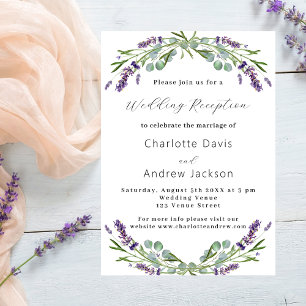 Lavender greenery violet wedding reception invitation
