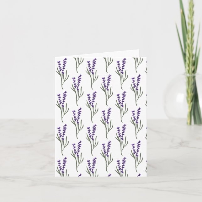 Lavender Greetings Card White Pattern (Front)