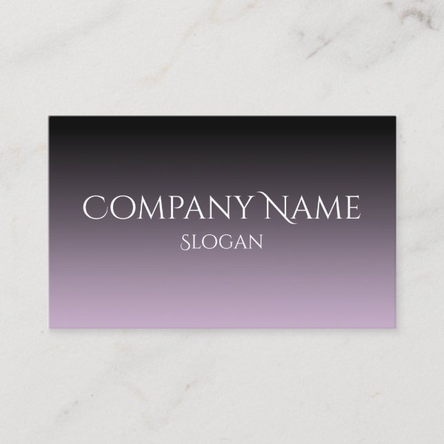 Lavender Grey and Black Ombre Business Card (Front)