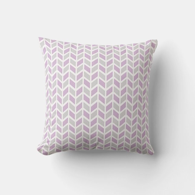 Lavender,Grey And White Chevron Pattern Cushion (Front)