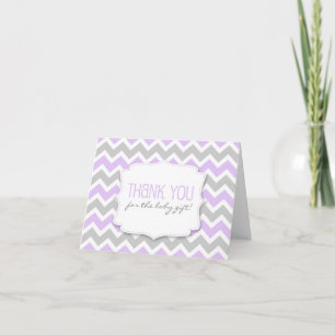 Lavender Grey Chevron Baby Shower thank you notes