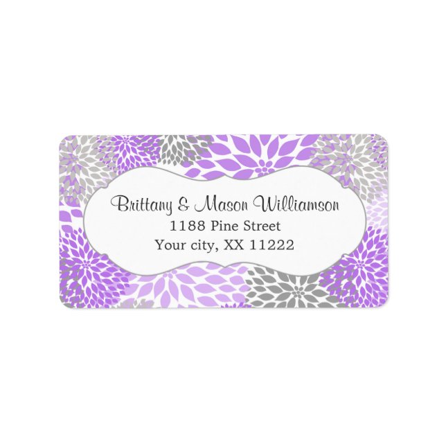 Lavender Grey Dahlia Wedding Bridal Baby Shower Label (Front)