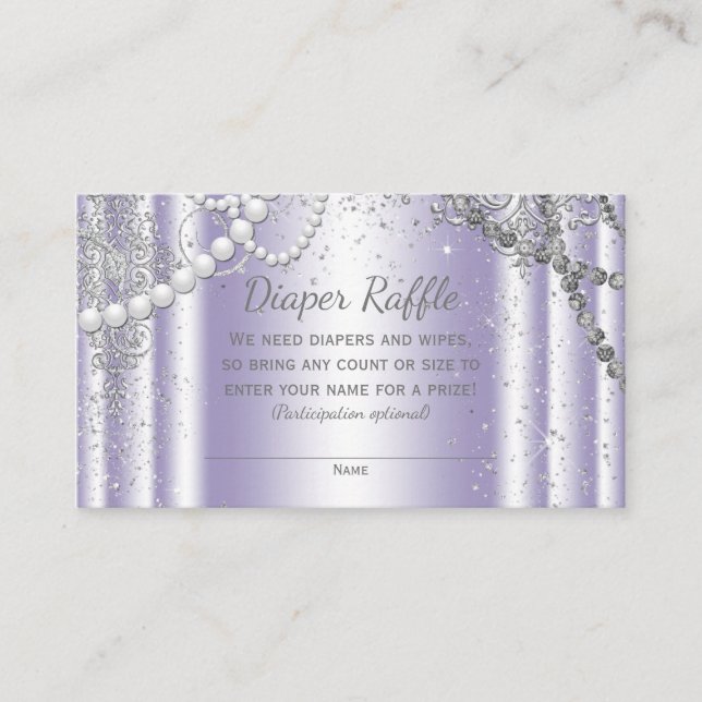Lavender Grey Diaper Raffle Tickets Enclosure Card (Front)