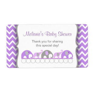 Lavender Grey Elephant Parade Water Bottle Labels