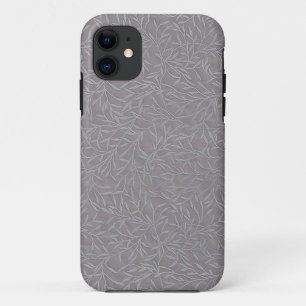 Lavender Grey Embossed Leaf Vines iPhone 11 Case