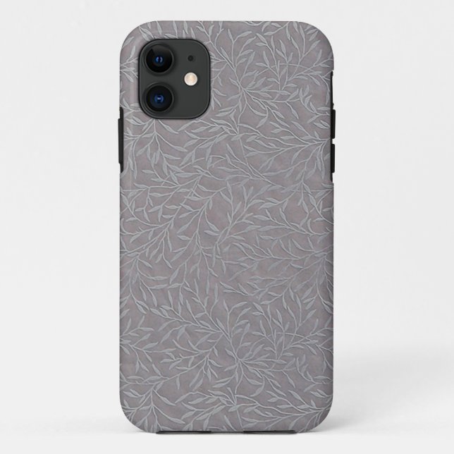 Lavender Grey Embossed Leaf Vines Case-Mate iPhone Case (Back)
