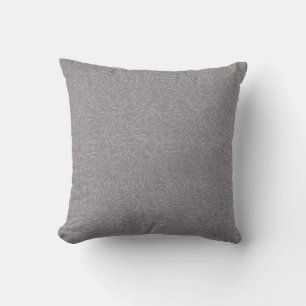 Lavender Grey Embossed Leaf Vines Cushion