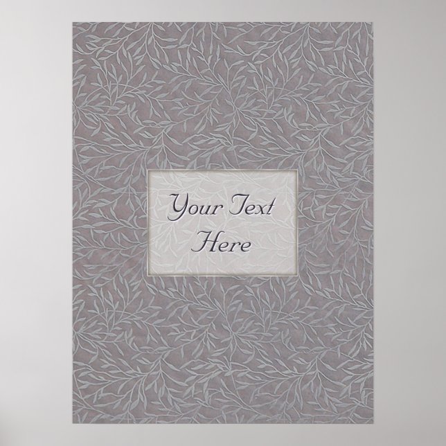 Lavender Grey Embossed Leaf Vines Poster (Front)