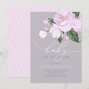 Lavender Grey Floral Baby Girl in Bloom Shower Invitation