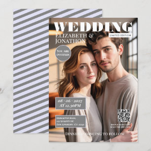 Lavender & Grey Magazine Wedding Photo Invitation