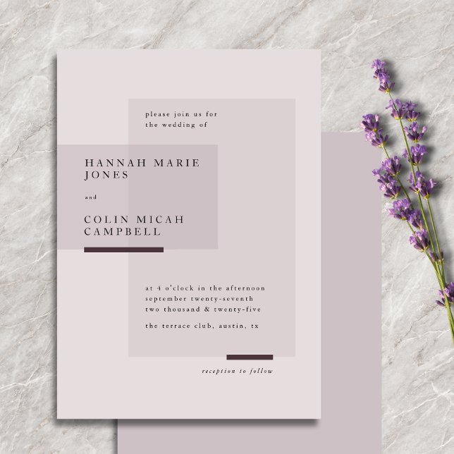 Lavender Grey Neutral Minimalist Wedding Invitation (Creator Uploaded)