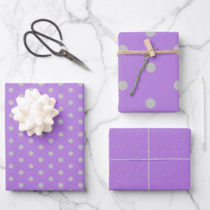 Lavender Grey Polka Dot Gift Wrapping Paper