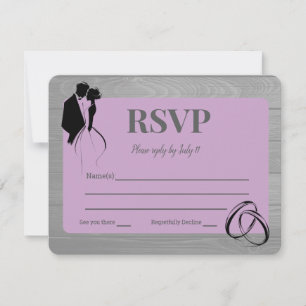 Lavender Grey Rustic Silhouette Wedding RSVP Card