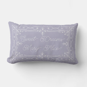 Lavender Grey Sweet Dreams Personalised Lumbar Cushion