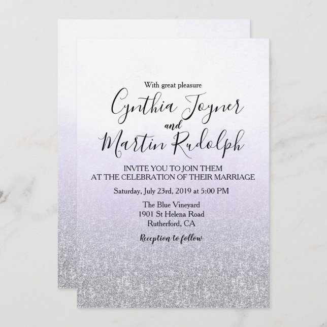 Lavender Grey Watercolor Wedding Invitation (Front/Back)