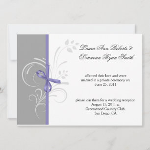 Lavender Grey White Floral Swirls Post Weddi Invitation