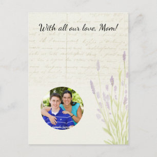 Lavender Growing Vintage Handwriting Mother's Day Postcard