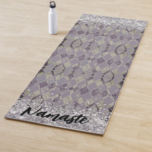 Lavender Grunge Harlequin Glitter Namaste Custom  Yoga Mat