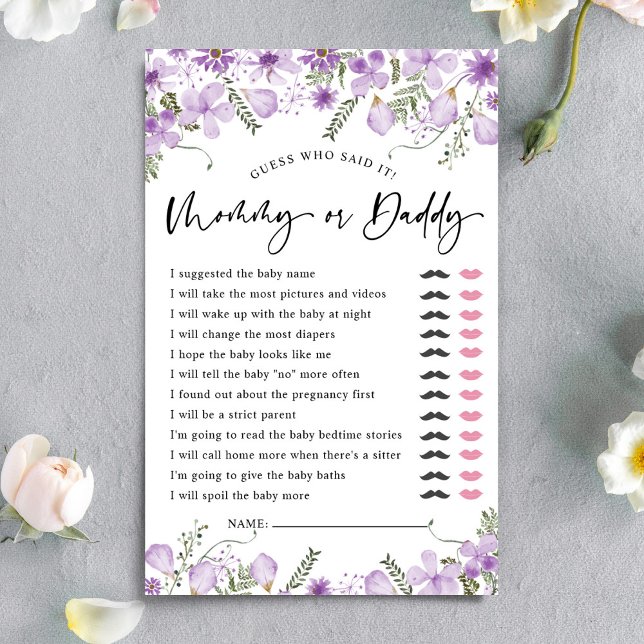 Lavender Guess Who Mum or Dad Baby Shower Games (Creator Uploaded)