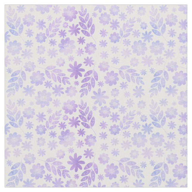 Lavender Hand Drawn Floral Pattern Fabric (Close Up)