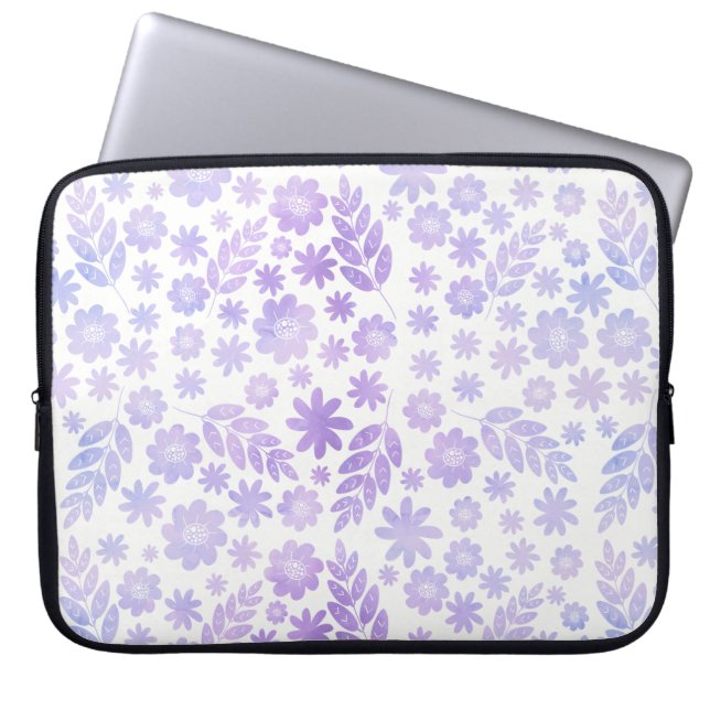 Lavender Hand Drawn Floral Pattern Laptop Sleeve (Front)